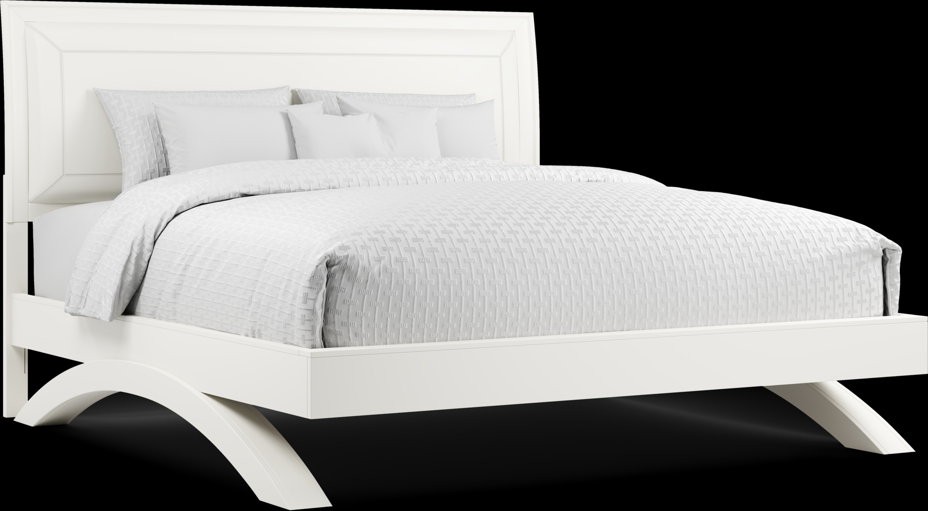 Belcourt White 3 Pc King Upholstered Sleigh Arch Bed - Thumbnail - Image 1