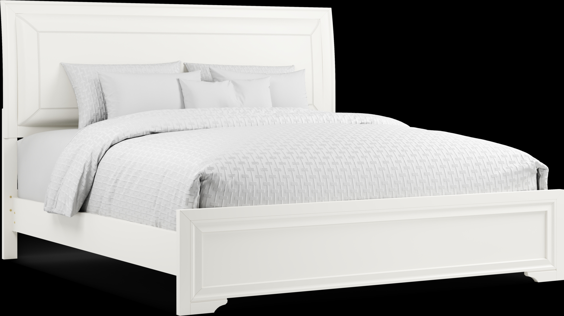 Belcourt White 5 Pc King Upholstered Sleigh Bedroom - Thumbnail - Image 2