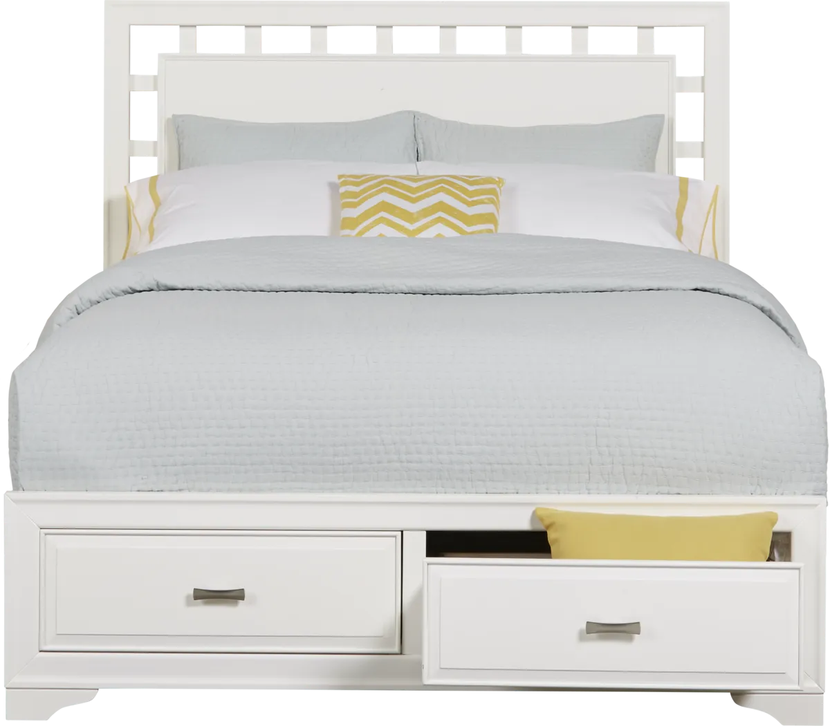Belcourt White 3 Pc Queen Lattice Bed with Storage - Thumbnail - Image 2