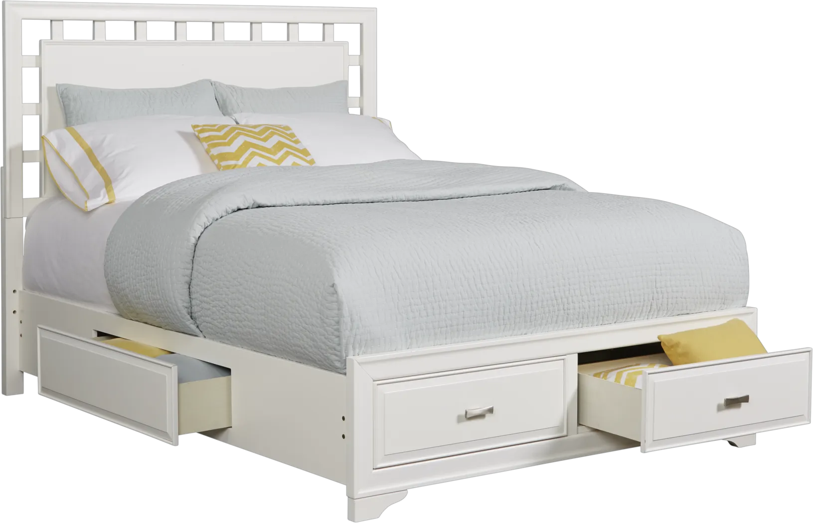 Belcourt White 3 Pc Queen Lattice Bed with Storage - Thumbnail - Image 3