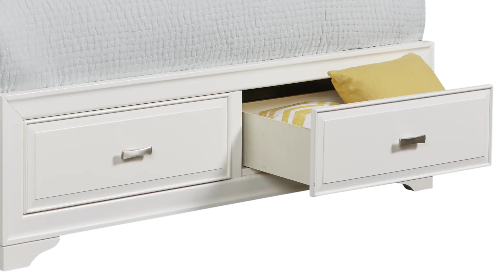 Belcourt White 3 Pc Queen Slat Bed with Storage - Thumbnail - Image 2