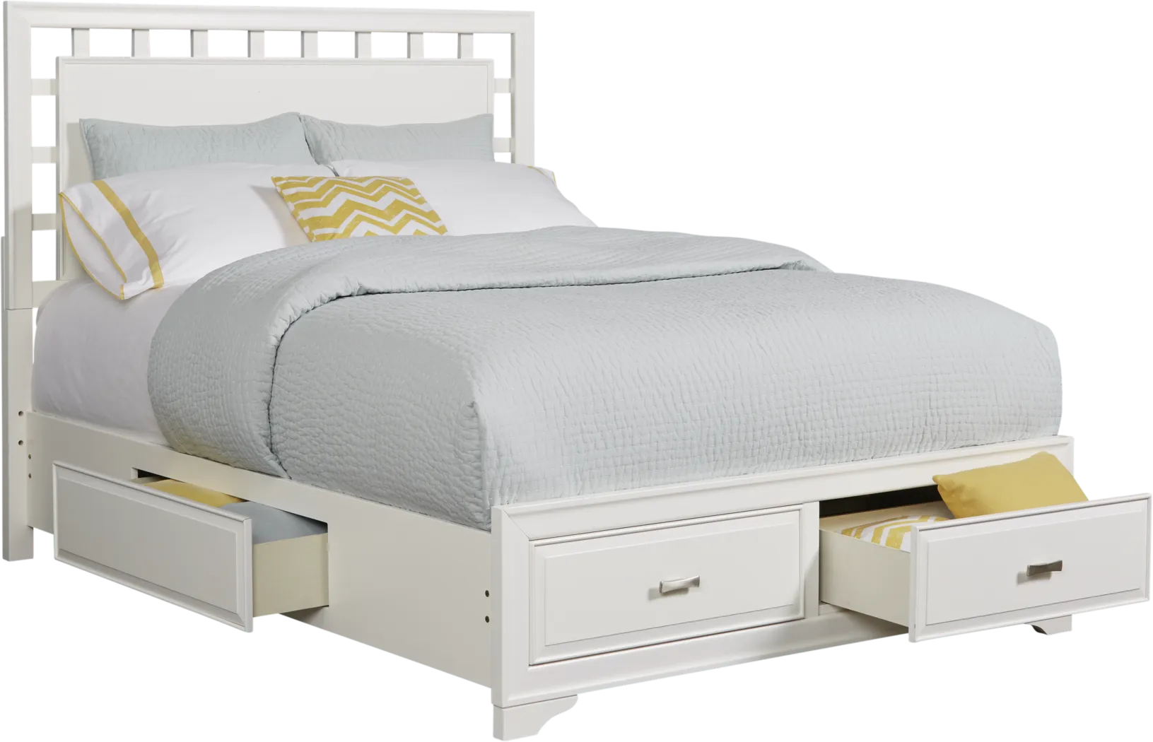 Belcourt White 3 Pc Queen Slat Bed with Storage - Thumbnail - Image 3