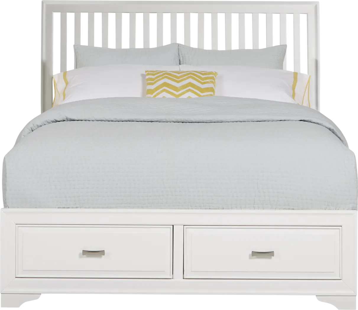 Belcourt White 3 Pc Queen Slat Bed with Storage - Thumbnail - Image 1