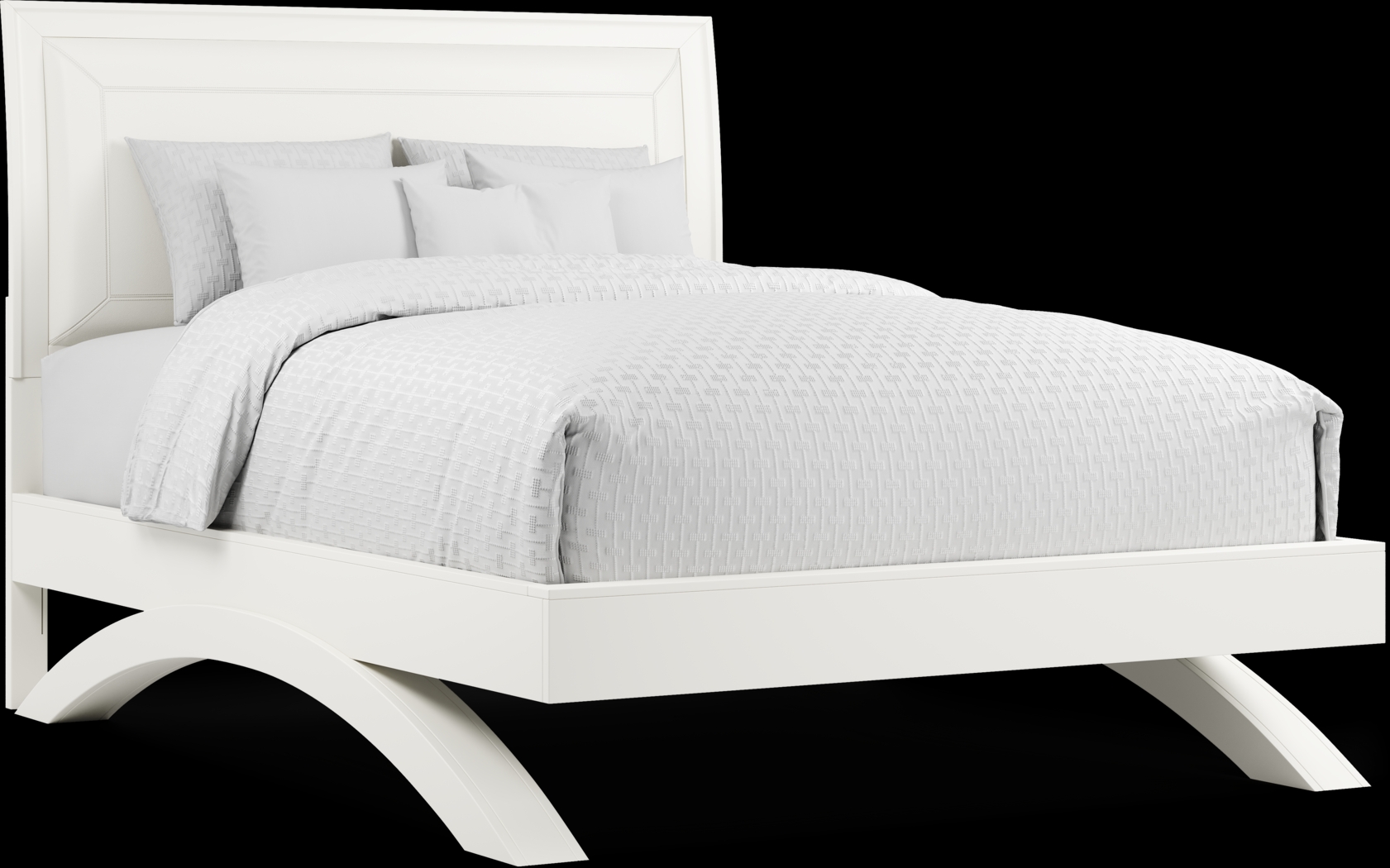 Belcourt White 3 Pc Queen Upholstered Sleigh Arch Bed - Thumbnail - Image 1