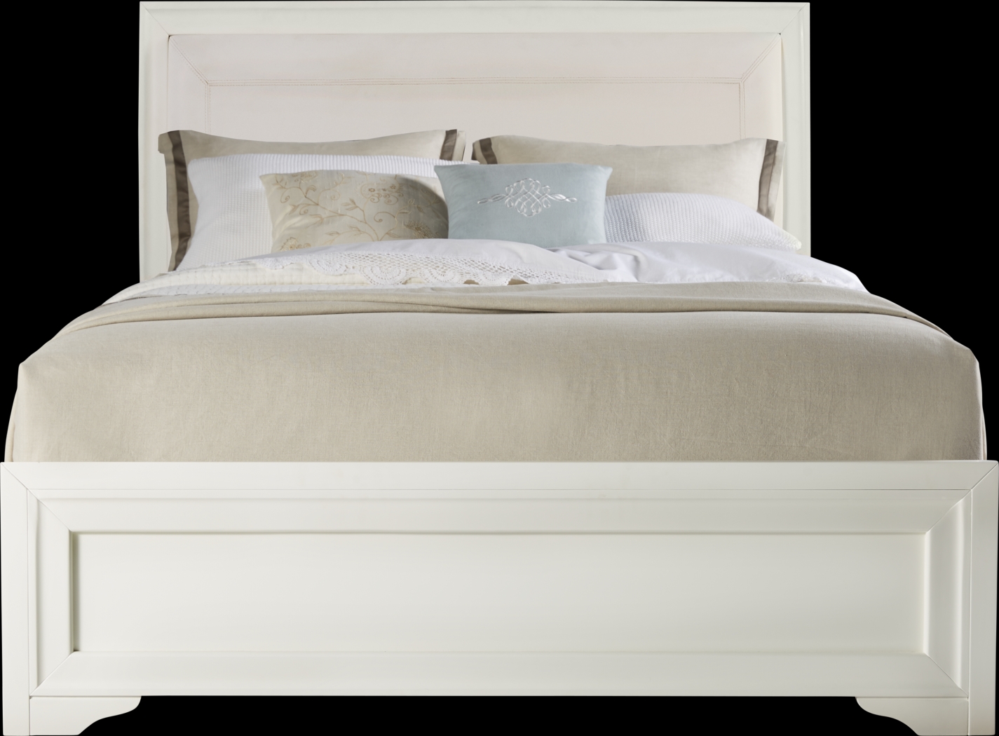 Belcourt White 3 Pc Queen Upholstered Sleigh Bed - Thumbnail - Image 1