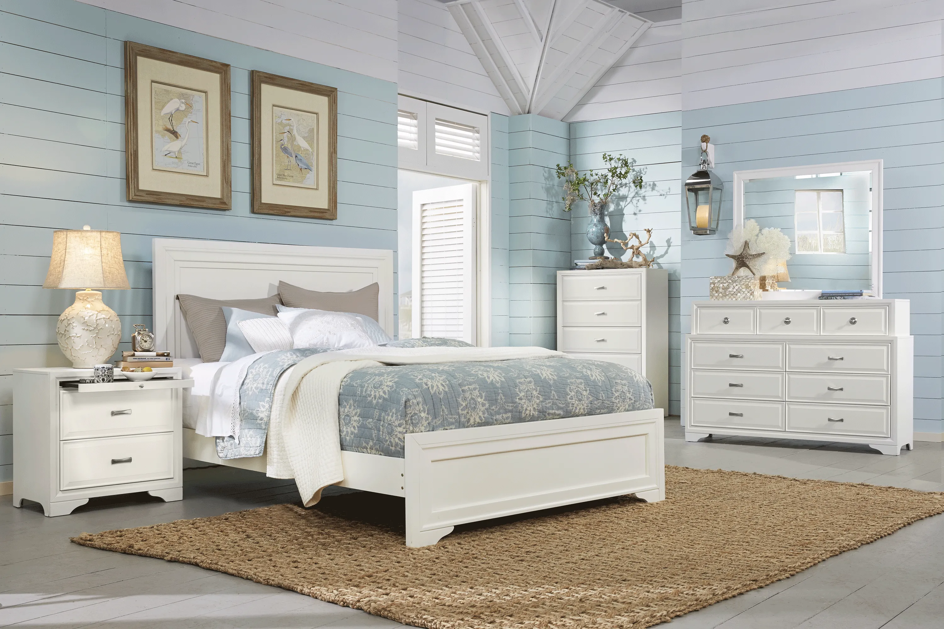 Belcourt White 5 Pc Queen Panel Bedroom - Thumbnail - Image 1