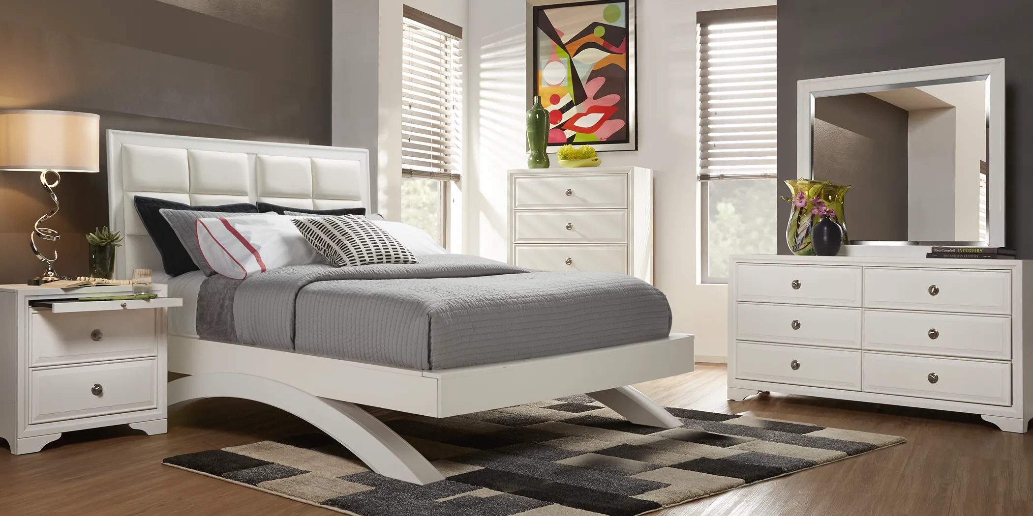 Belcourt White 5 Pc Queen Platform Bedroom - Thumbnail - Image 1