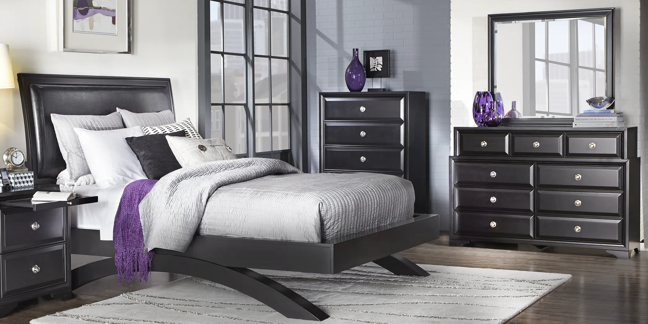 Belcourt Black 5 Pc Queen Platform Bedroom - Thumbnail - Image 1