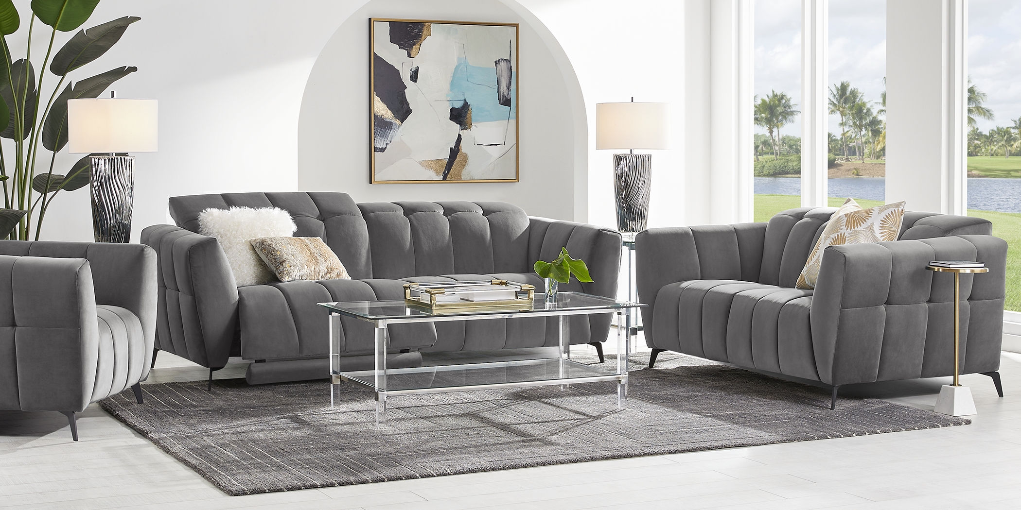 Belden Place Gray Dual Power Reclining Sofa - Thumbnail - Image 3