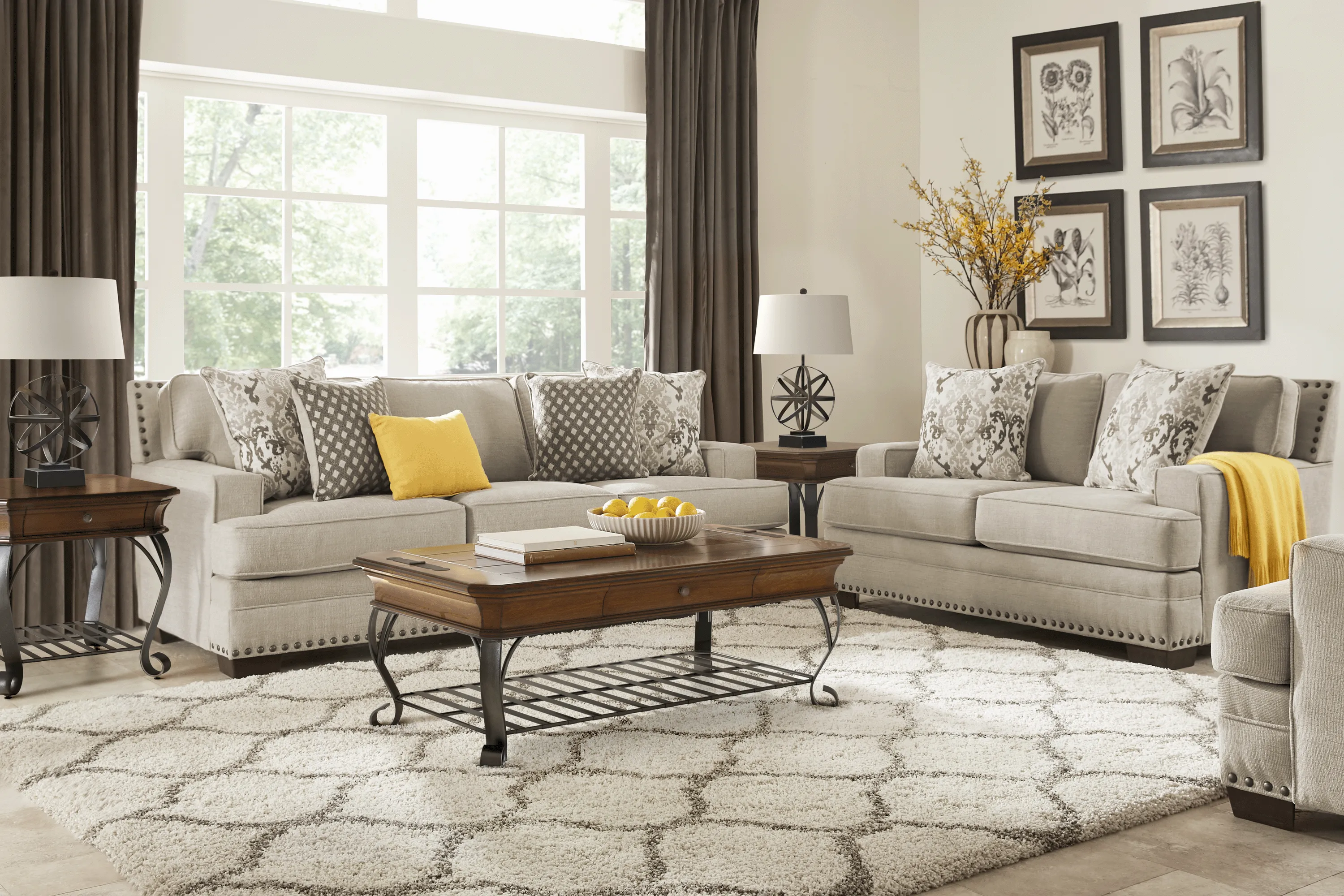 Belhaven Beige 7 Pc Living Room with Sleeper Sofa - Thumbnail - Image 1