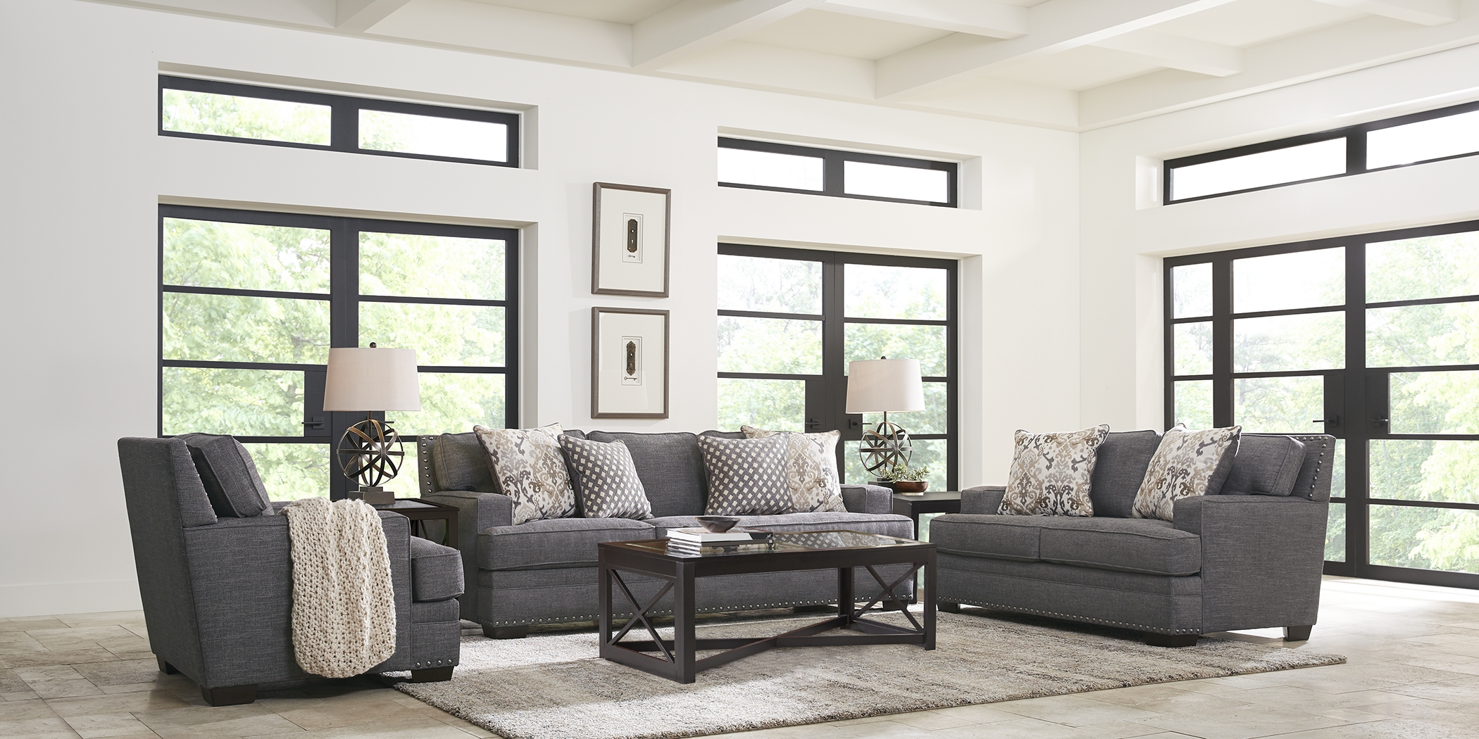 Belhaven Graphite 3 Pc Living Room - Thumbnail - Image 2