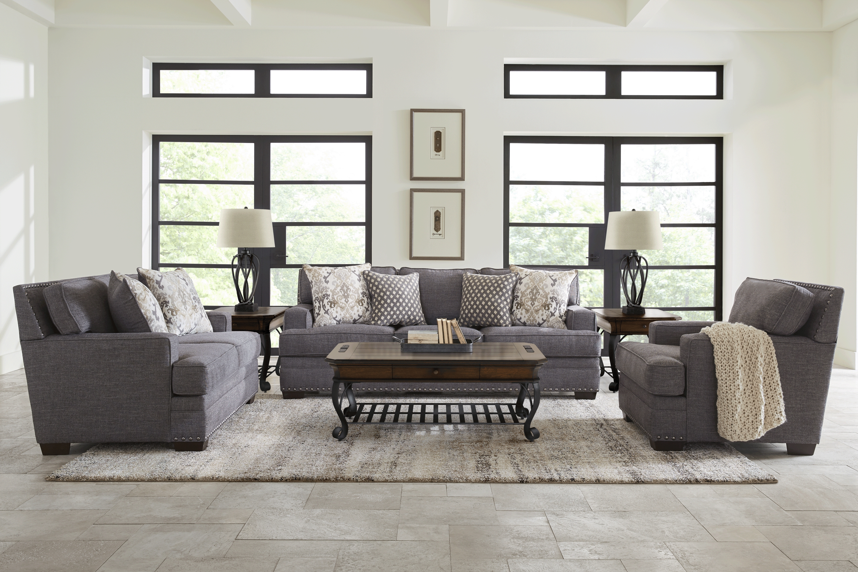 Belhaven Graphite 7 Pc Living Room - Thumbnail - Image 1