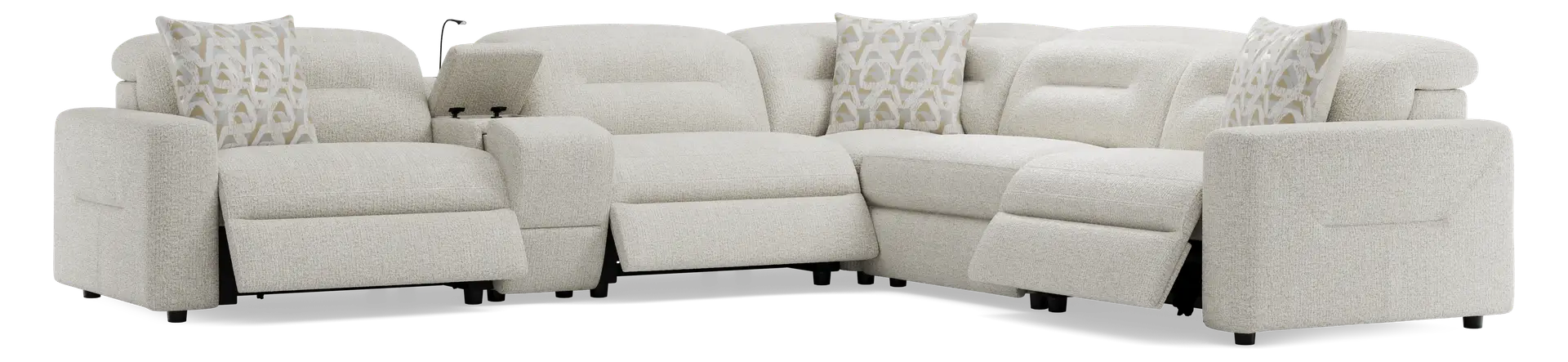 beige 6 pc dual power reclining sectional