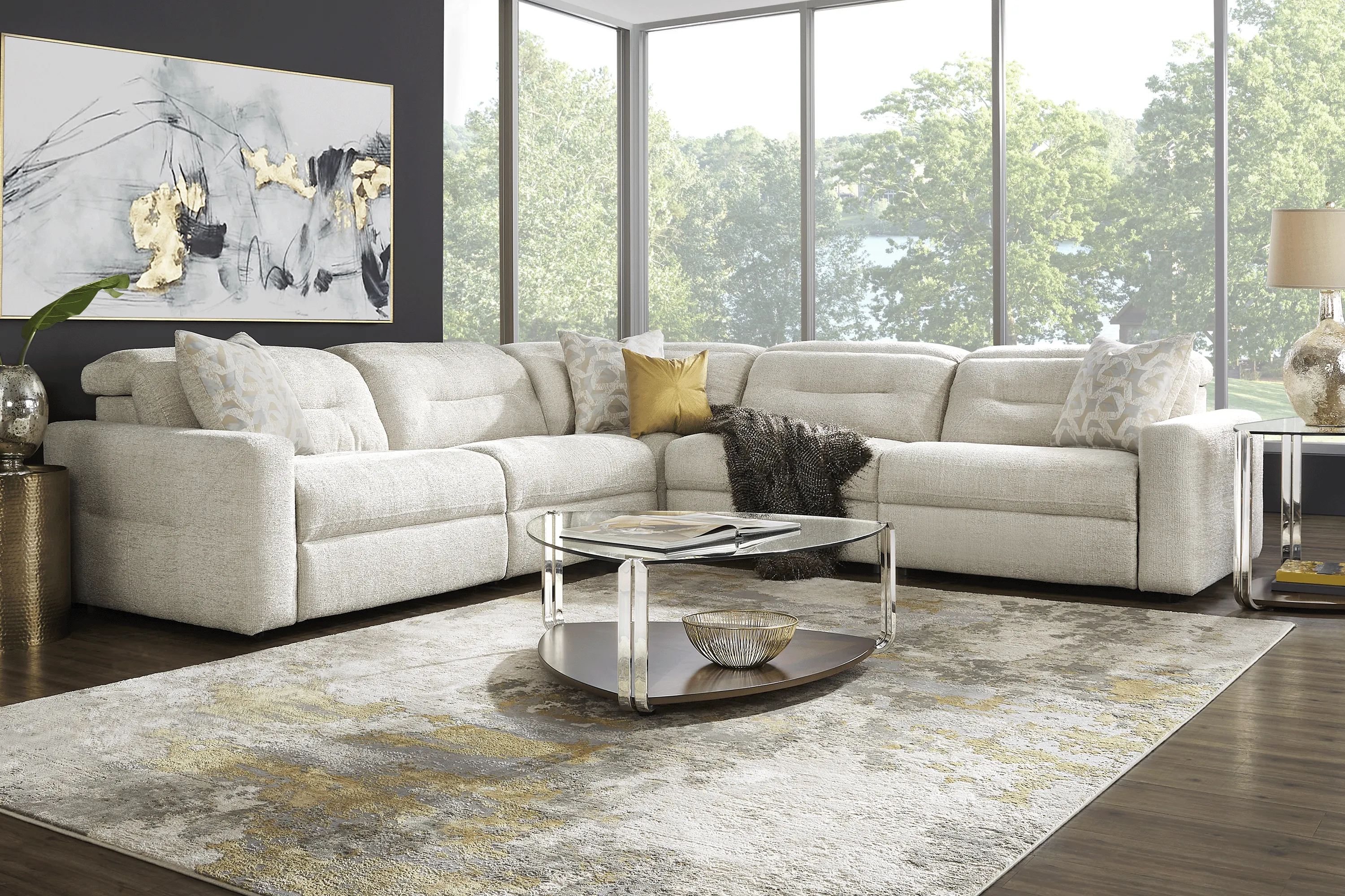 Belia Beige 8 Pc Dual Power Reclining Sectional Living Room - Image 1