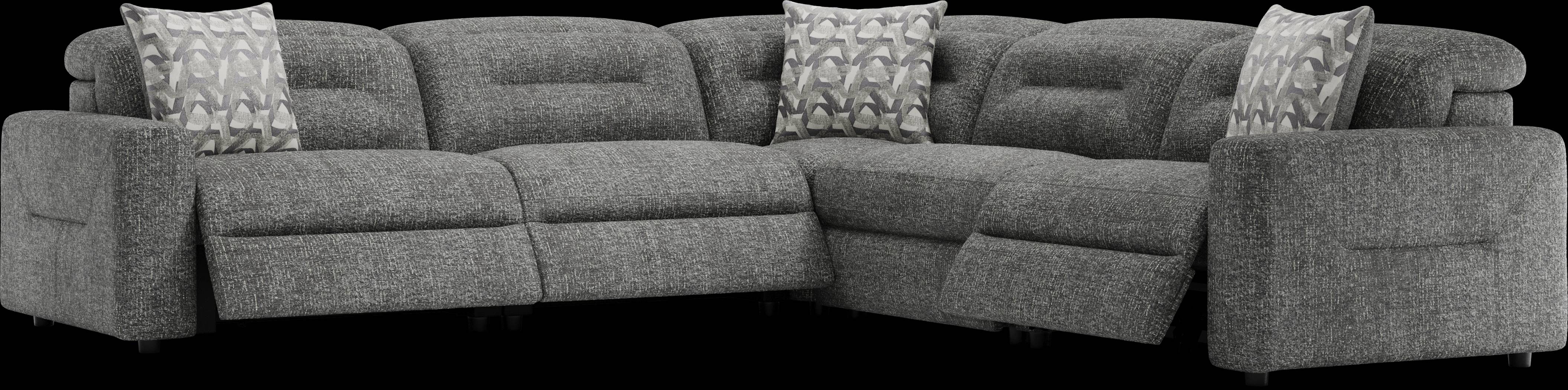Belia Gray 5 Pc Dual Power Reclining Sectional - Thumbnail - Image 1