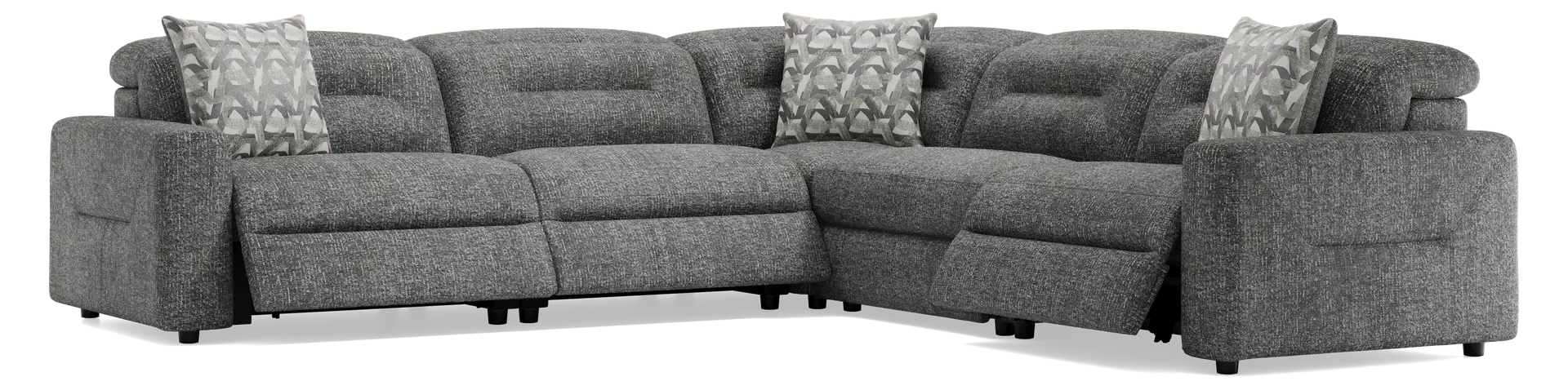 gray 5 pc dual power reclining sectional
