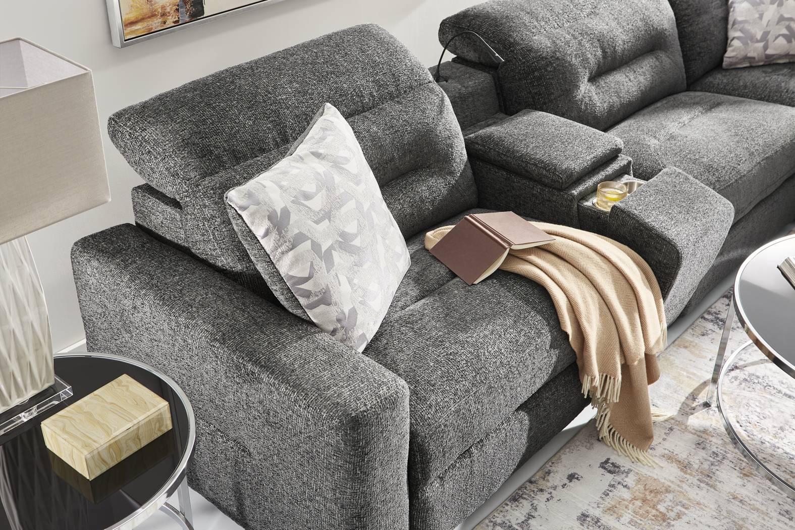 Belia Gray 9 Pc Dual Power Reclining Sectional Living Room - Thumbnail - Image 10