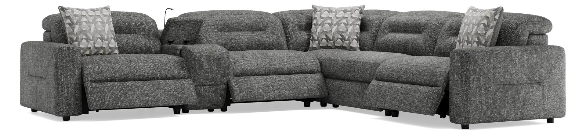 gray 6 pc dual power reclining sectional