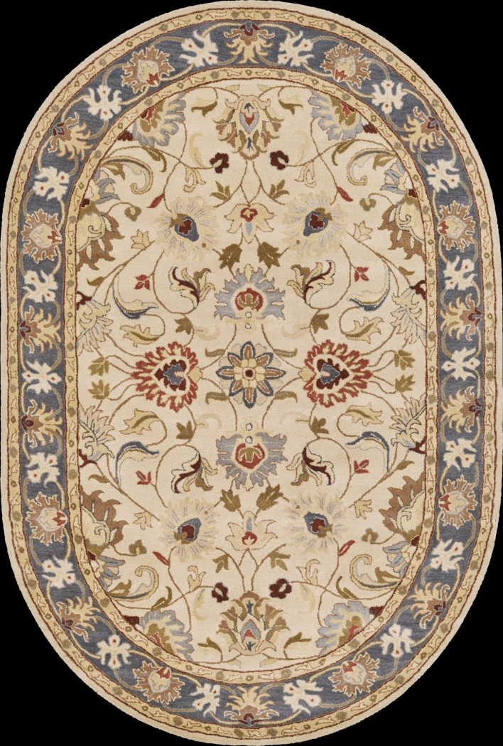 Belinera Beige 6' x 9' Oval Rug - Thumbnail - Image 1