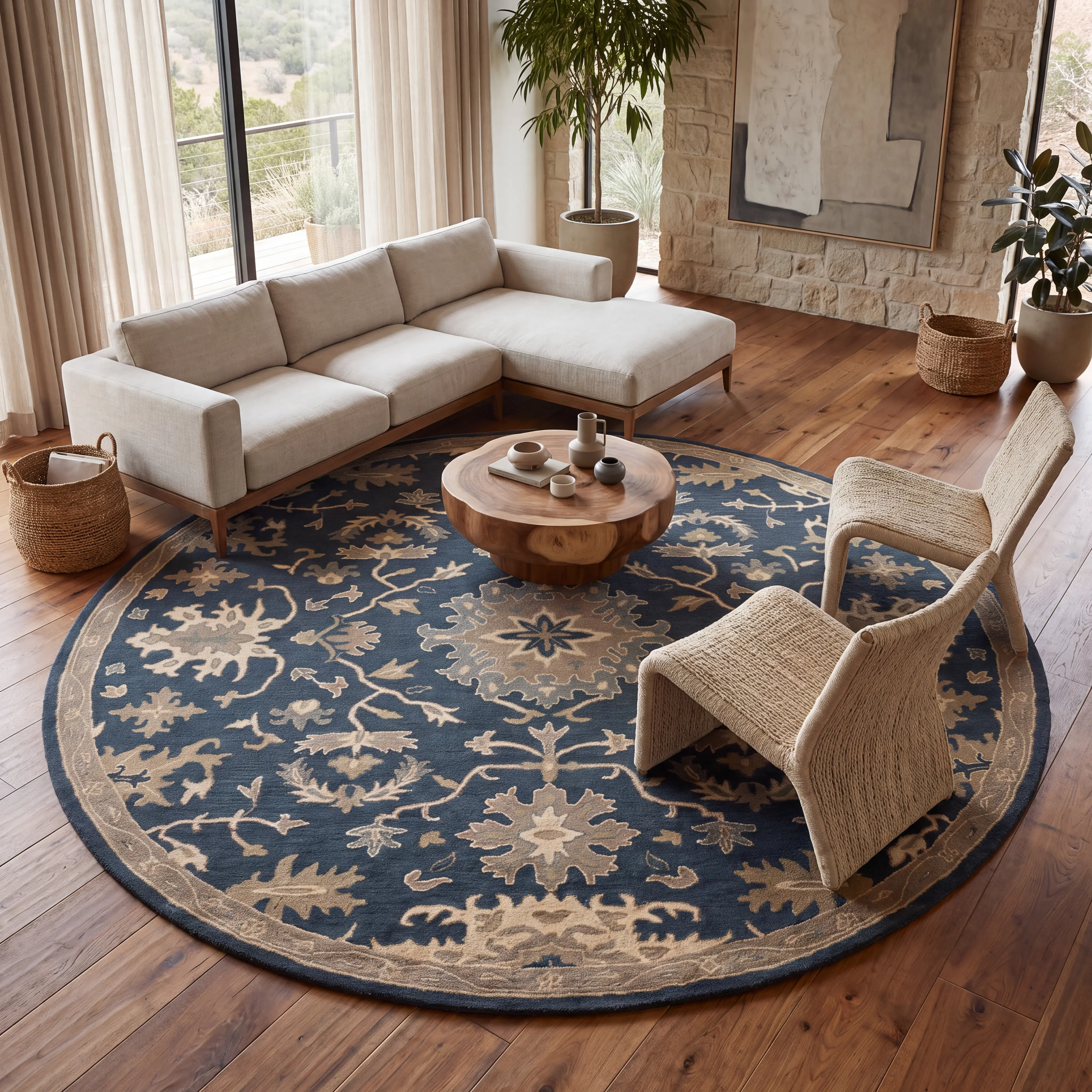 Belinera IV Navy 4' Round Rug - Thumbnail - Image 2