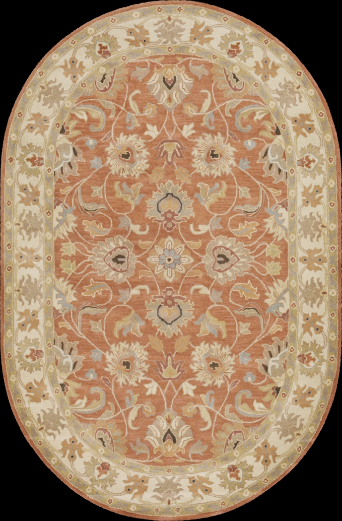 Belinera Orange 6' x 9' Oval Rug - Thumbnail - Image 1