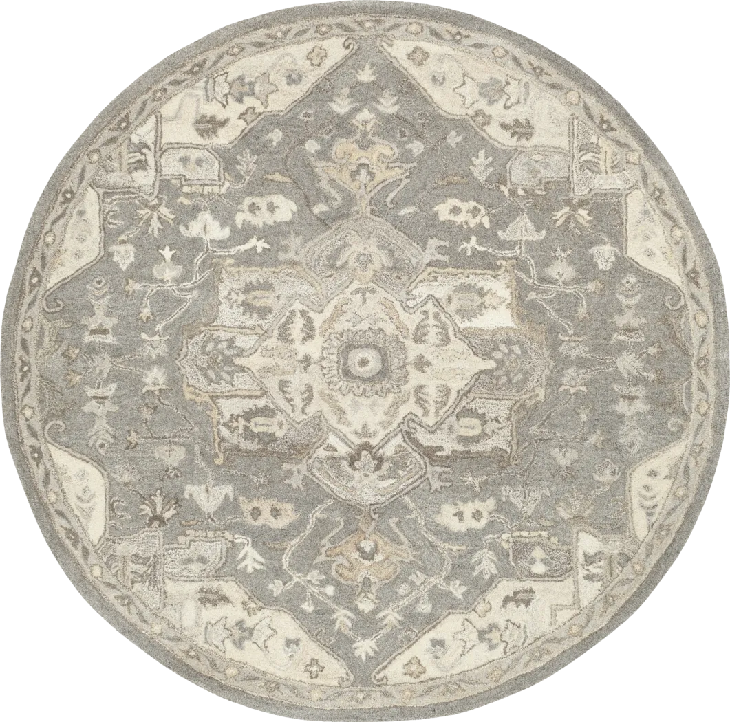 Belinera V Beige 4' Round Rug - Thumbnail - Image 1