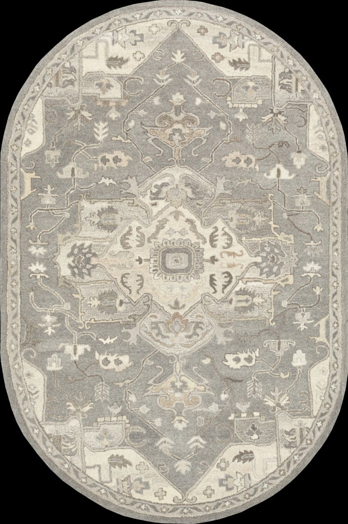 Belinera V Beige 6' x 9' Oval Rug - Thumbnail - Image 1