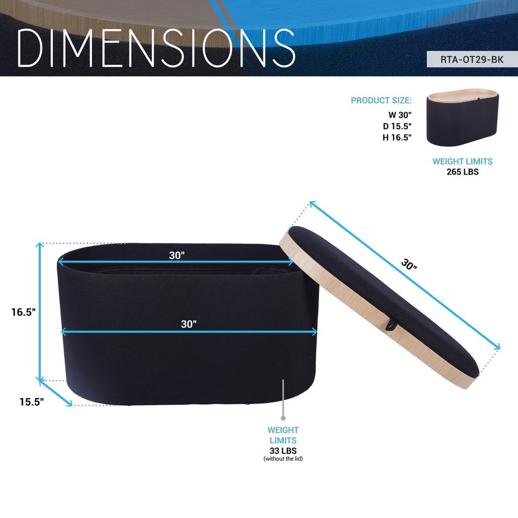 Belira Black Storage Ottoman - Thumbnail - Image 8