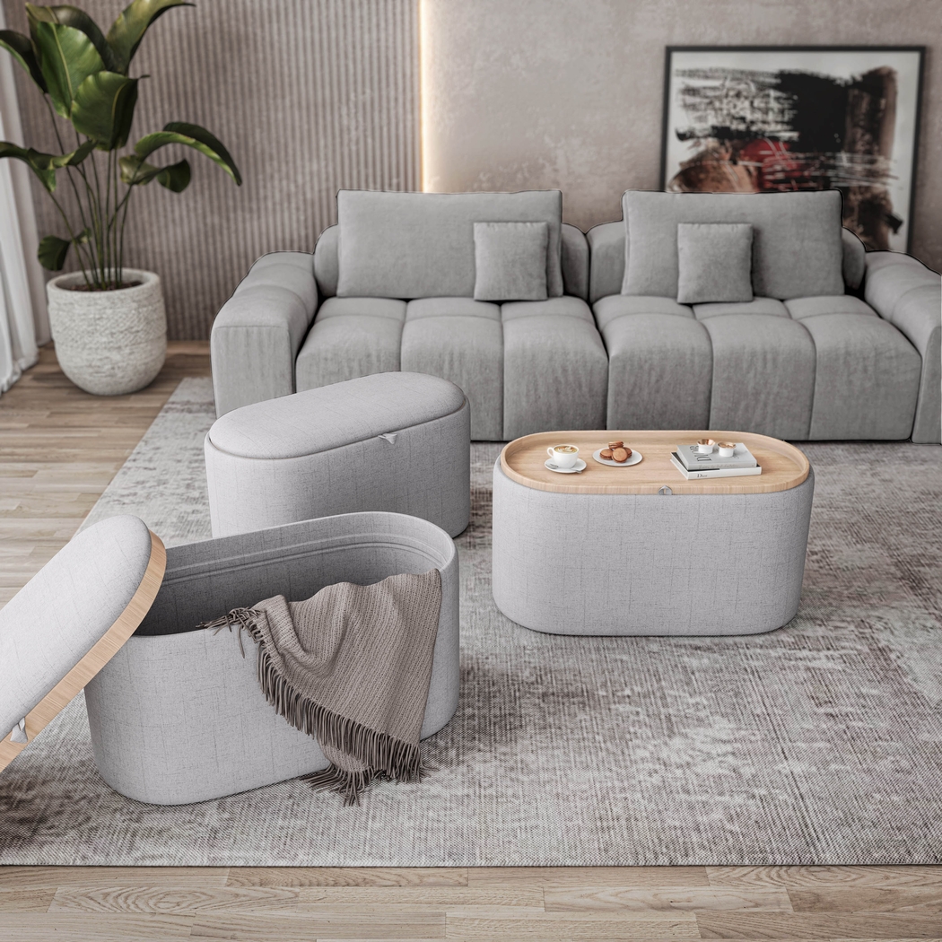 Belira Gray Storage Ottoman - Thumbnail - Image 2