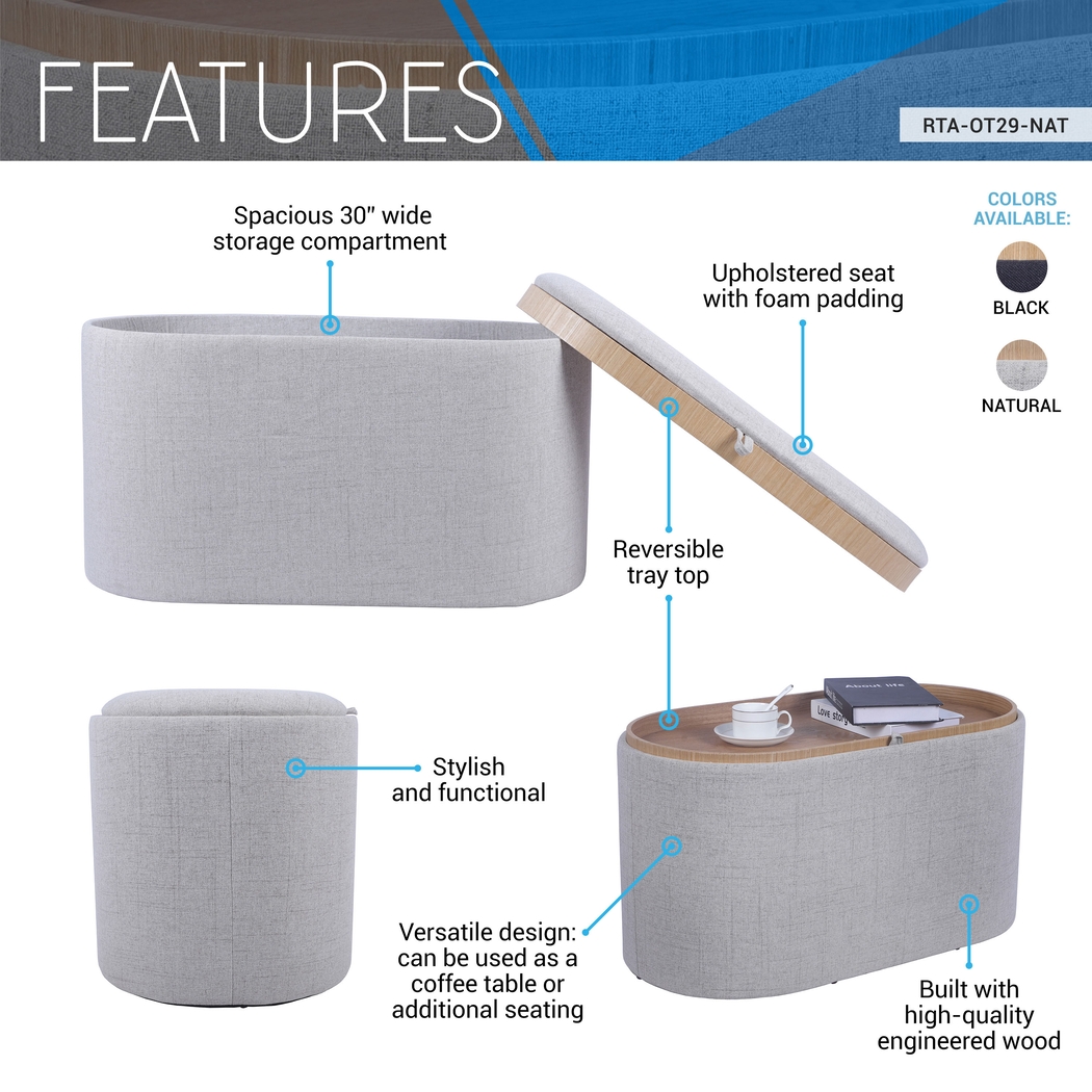 Belira Gray Storage Ottoman - Thumbnail - Image 5