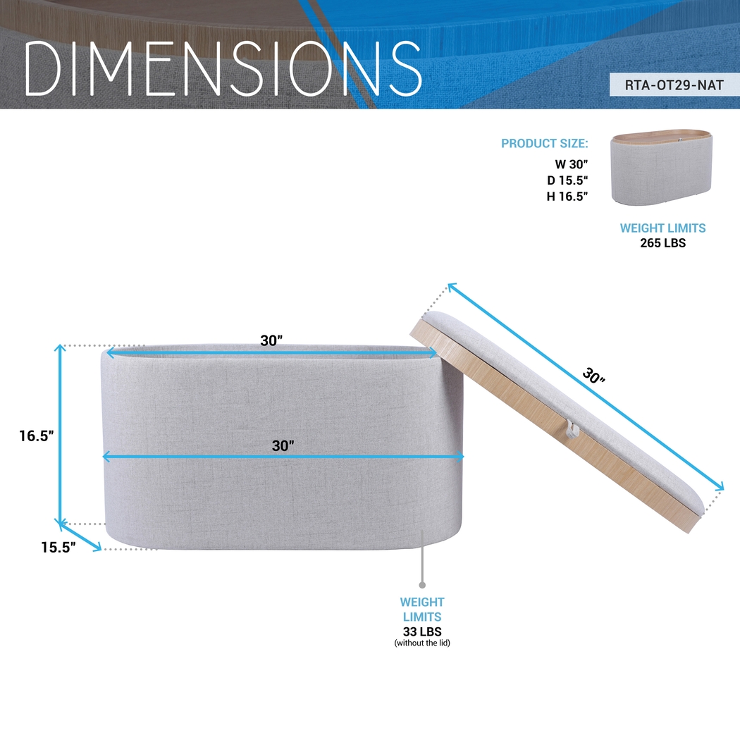 Belira Gray Storage Ottoman - Thumbnail - Image 6