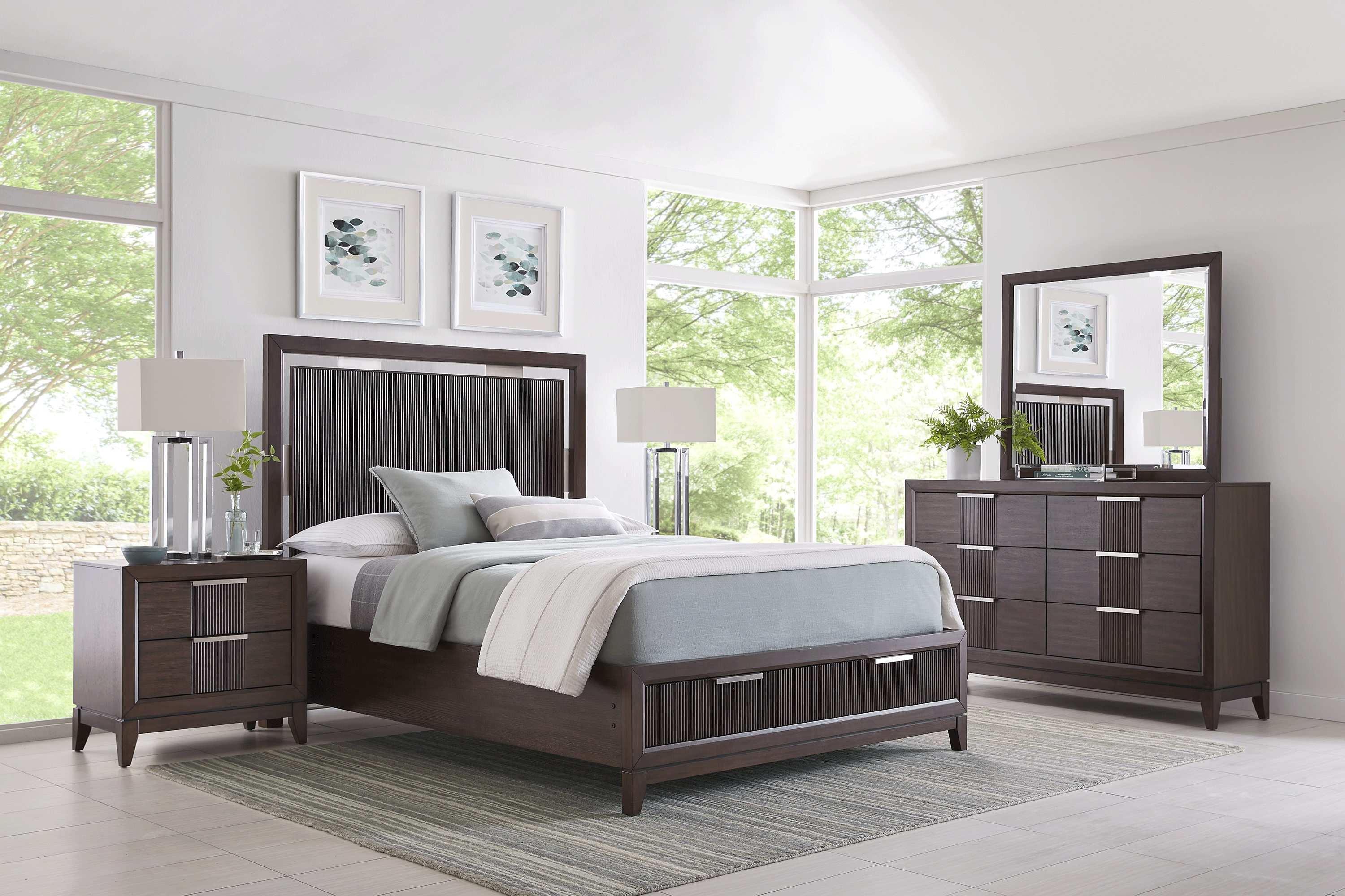 Bellante Brown 5 Pc King Panel Bedroom with Storage - Thumbnail - Image 1