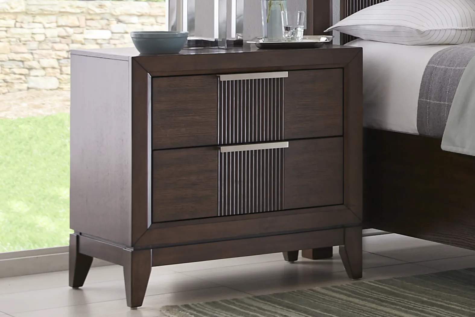 Bellante Brown Two Drawer Nightstand - Thumbnail - Image 2