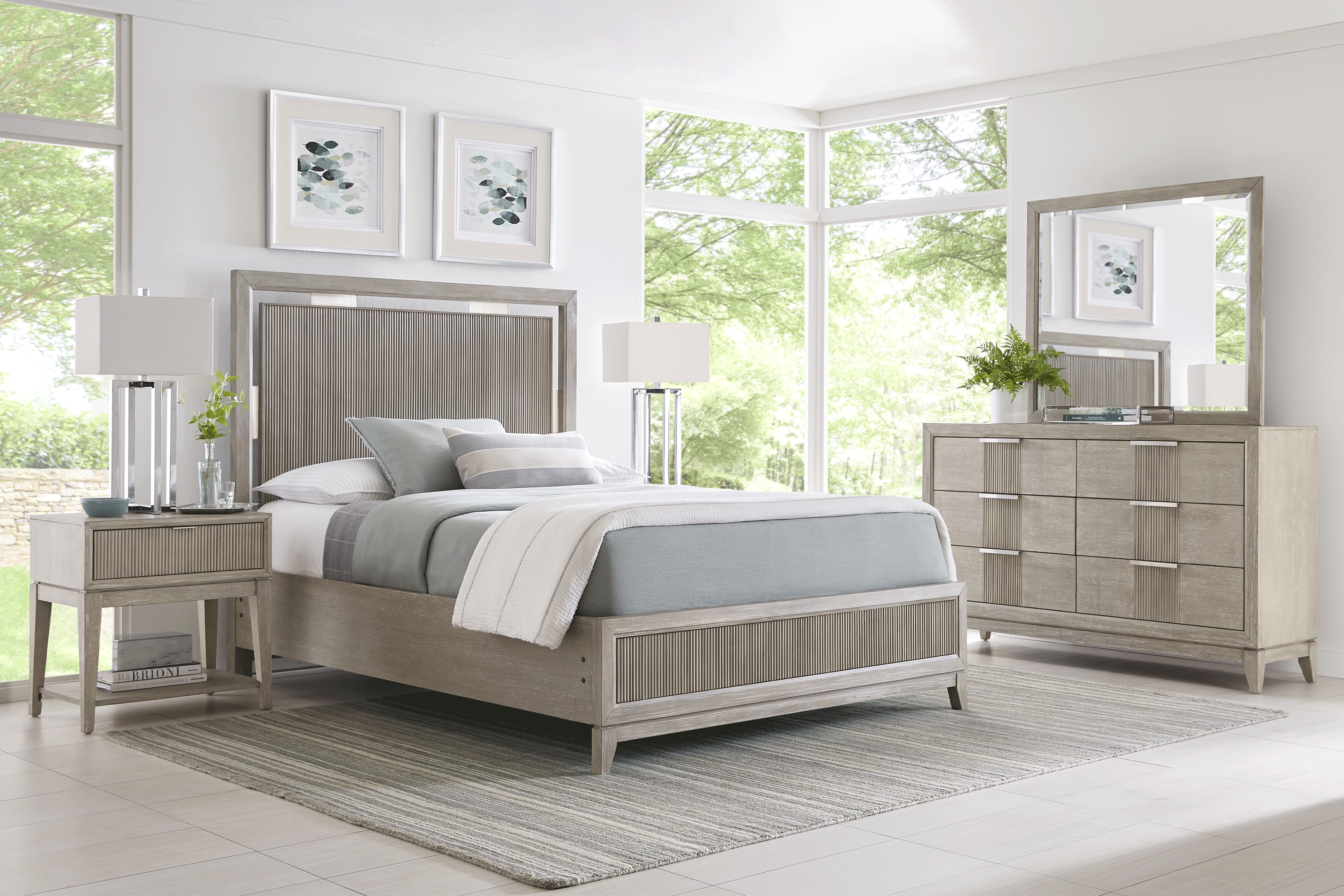 Bellante Gray 3 Pc King Panel Bed with Storage - Thumbnail - Image 2