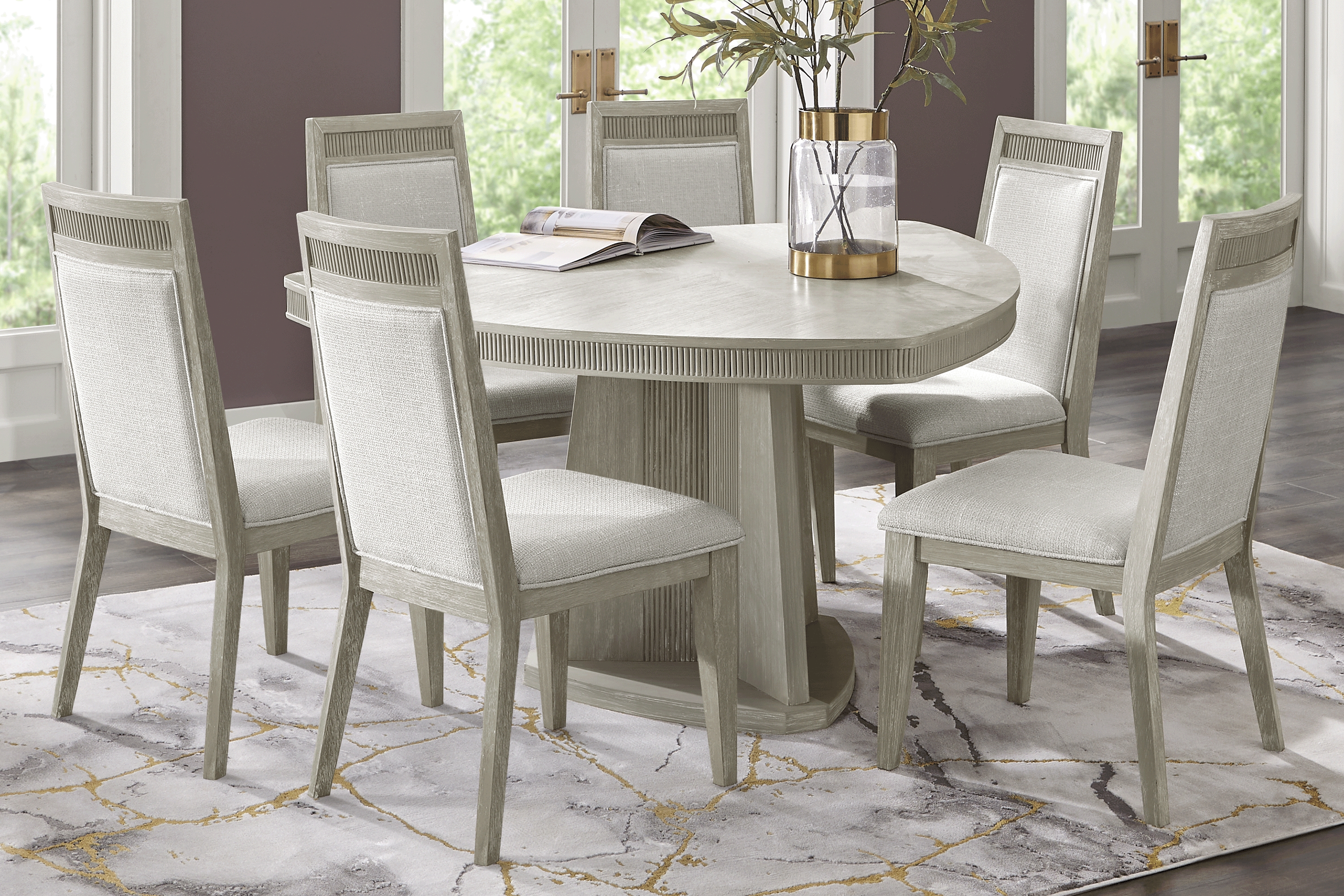 Bellante Gray 7 Pc Triangle Dining Set - Thumbnail - Image 1