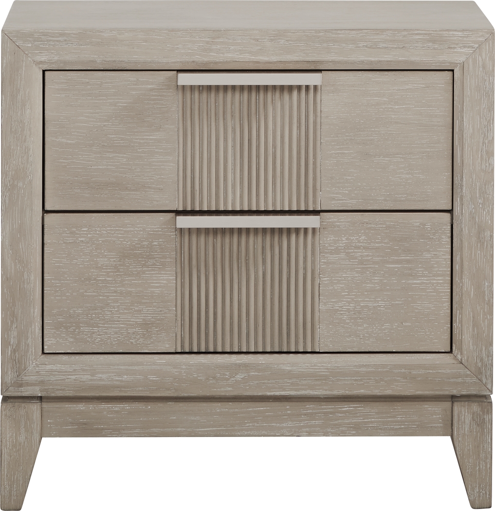 gray two drawer nightstand