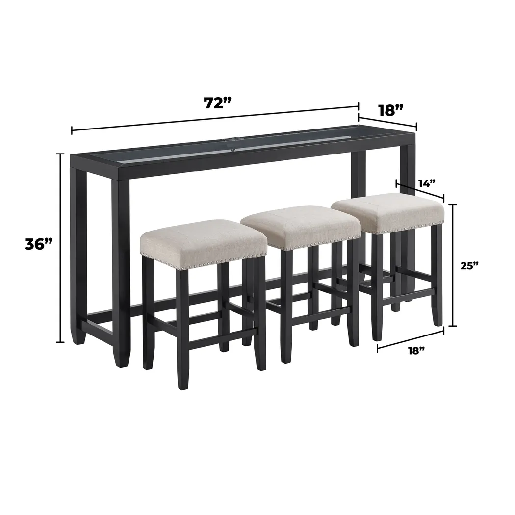 Bellavia Black Bar Table with 3 Barstools - Thumbnail - Image 8