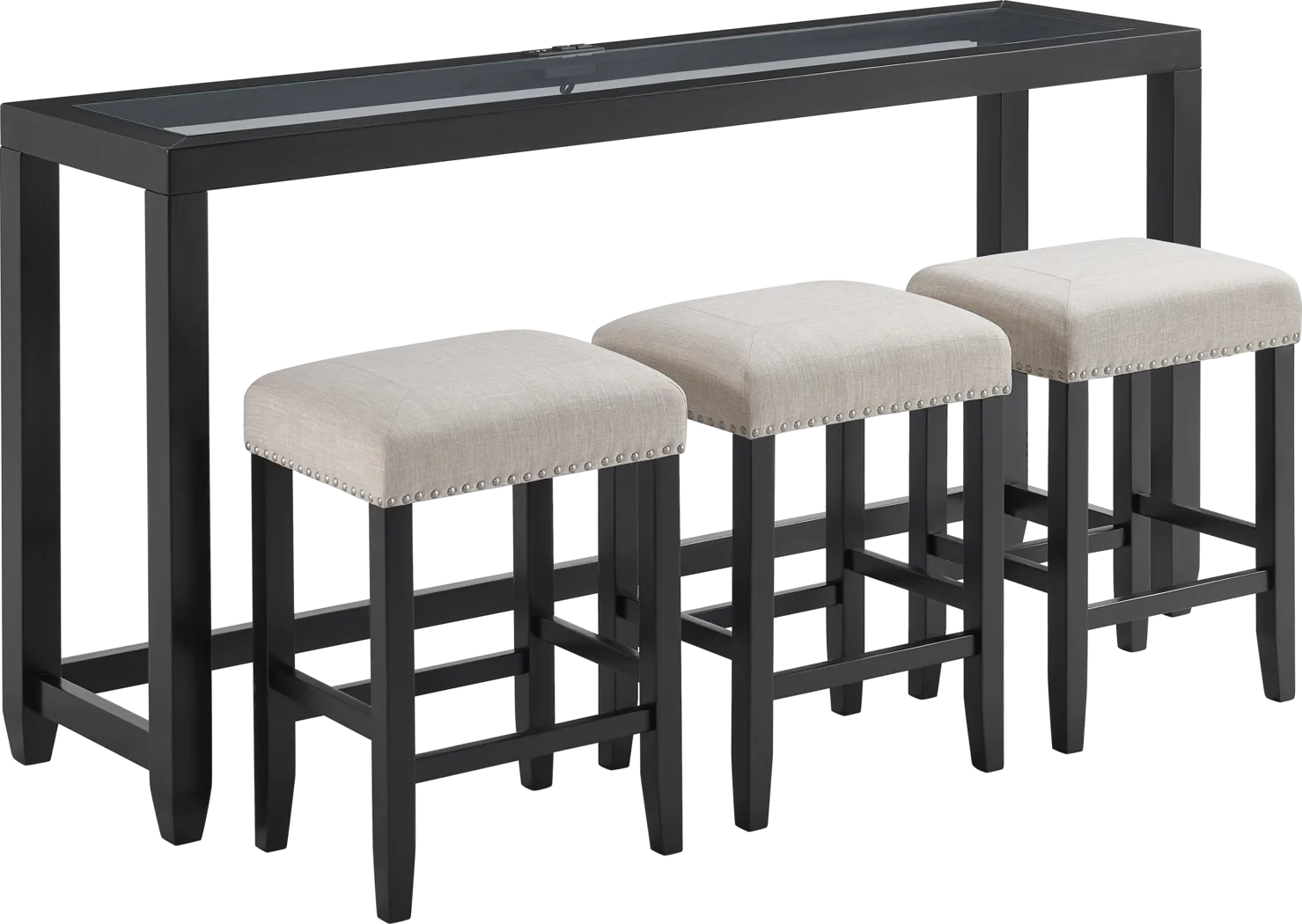 Bellavia Black Bar Table with 3 Barstools - Thumbnail - Image 1