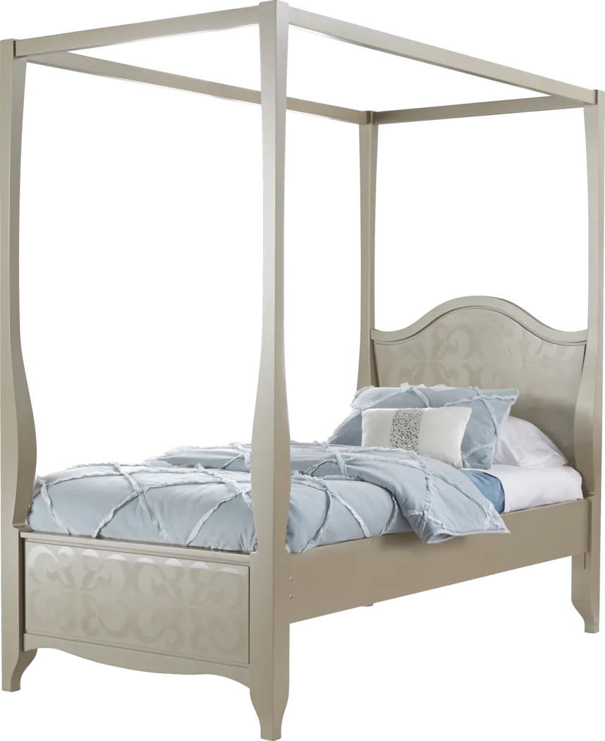 Belle Noir Champagne 4 Pc Full Canopy Bed - Thumbnail - Image 1
