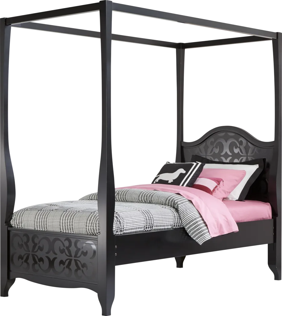 Belle Noir Dark Merlot 4 Pc Full Canopy Bed - Thumbnail - Image 1