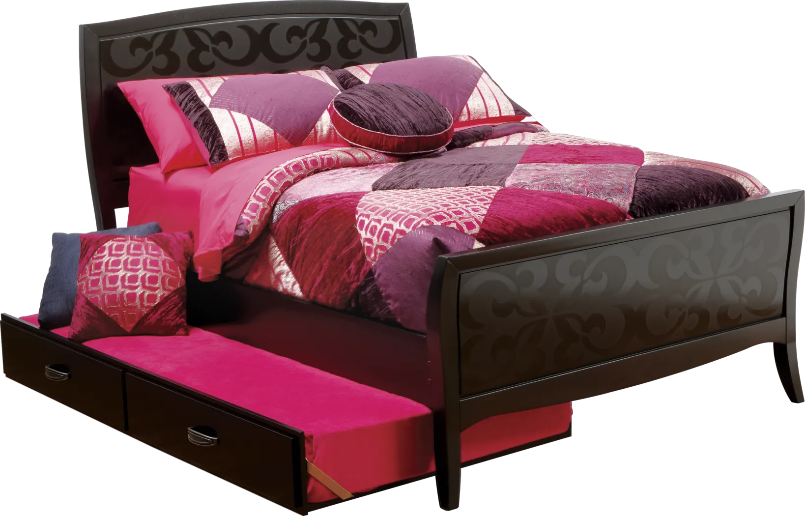 Belle Noir Dark Merlot 4 Pc Twin Bed w/Trundle - Thumbnail - Image 1