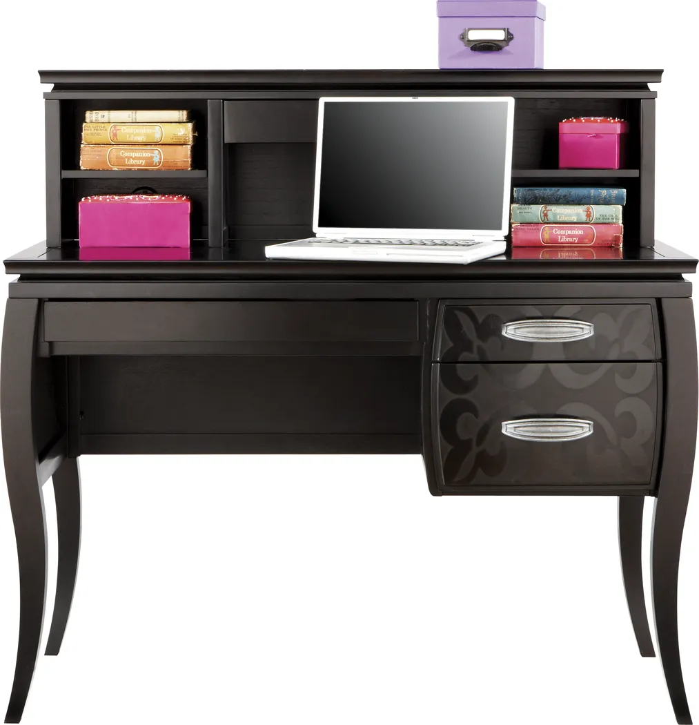 Belle Noir Dark Merlot Desk with Hutch - Thumbnail - Image 1