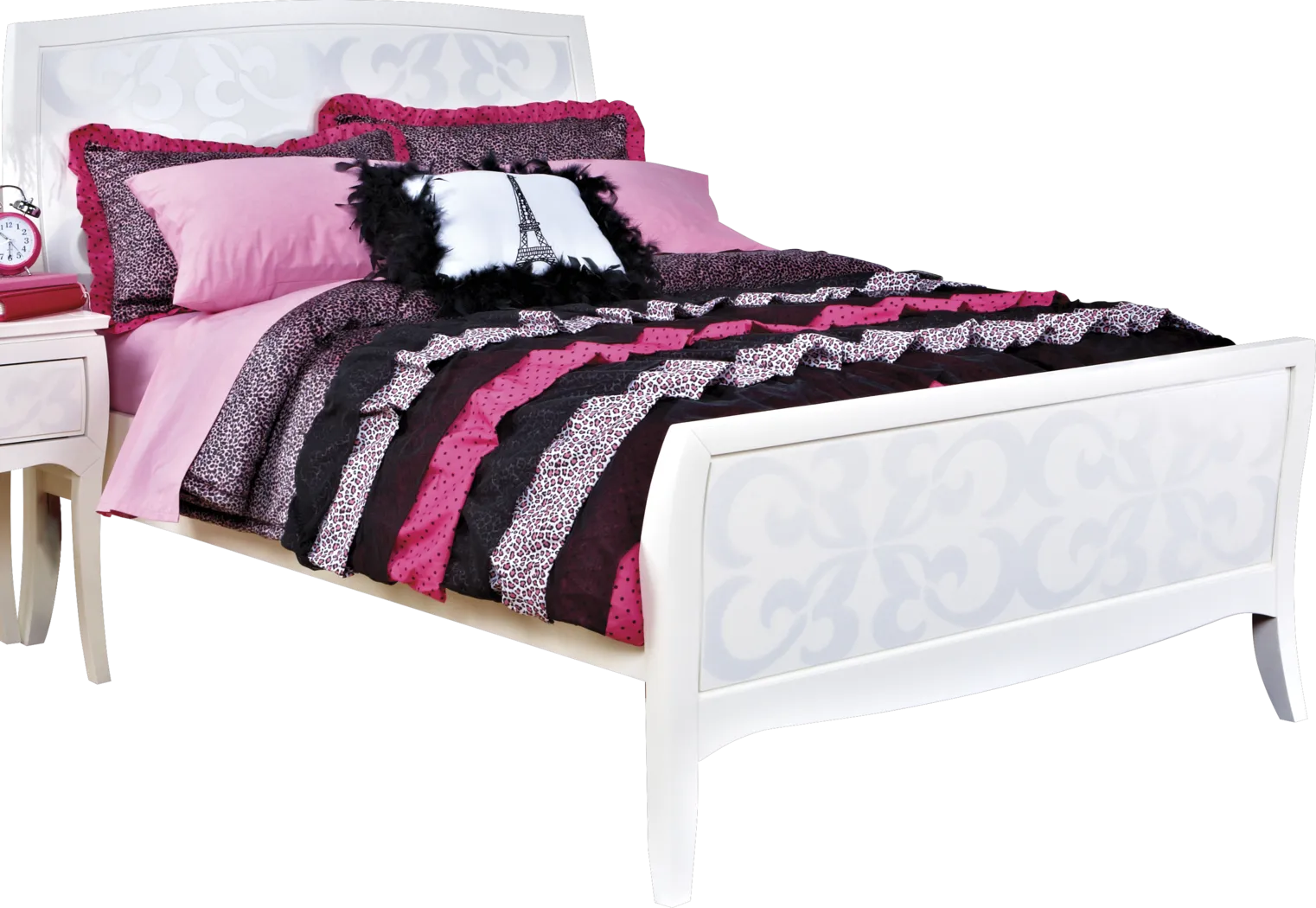 Belle Noir White 3 Pc Twin Bed - Thumbnail - Image 1