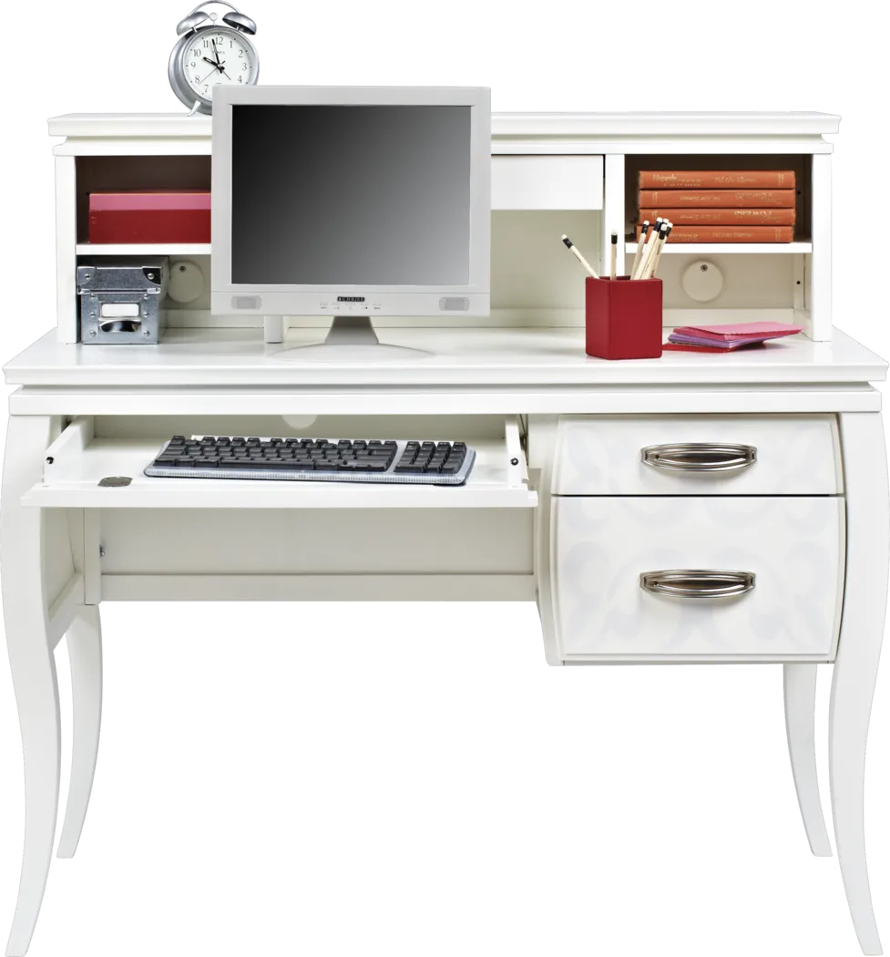 Belle Noir White Desk and Hutch - Thumbnail - Image 1