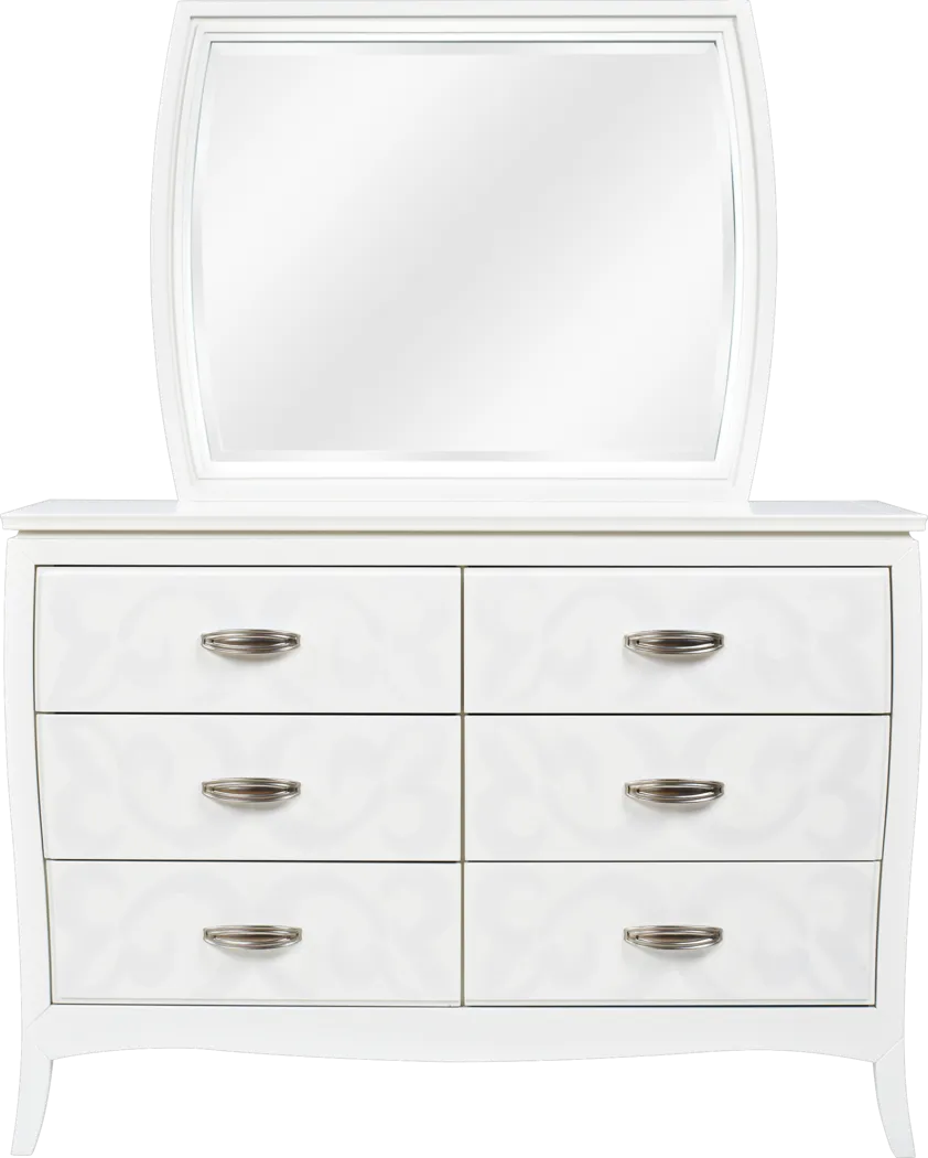 Belle Noir White Dresser and Mirror Set - Thumbnail - Image 1