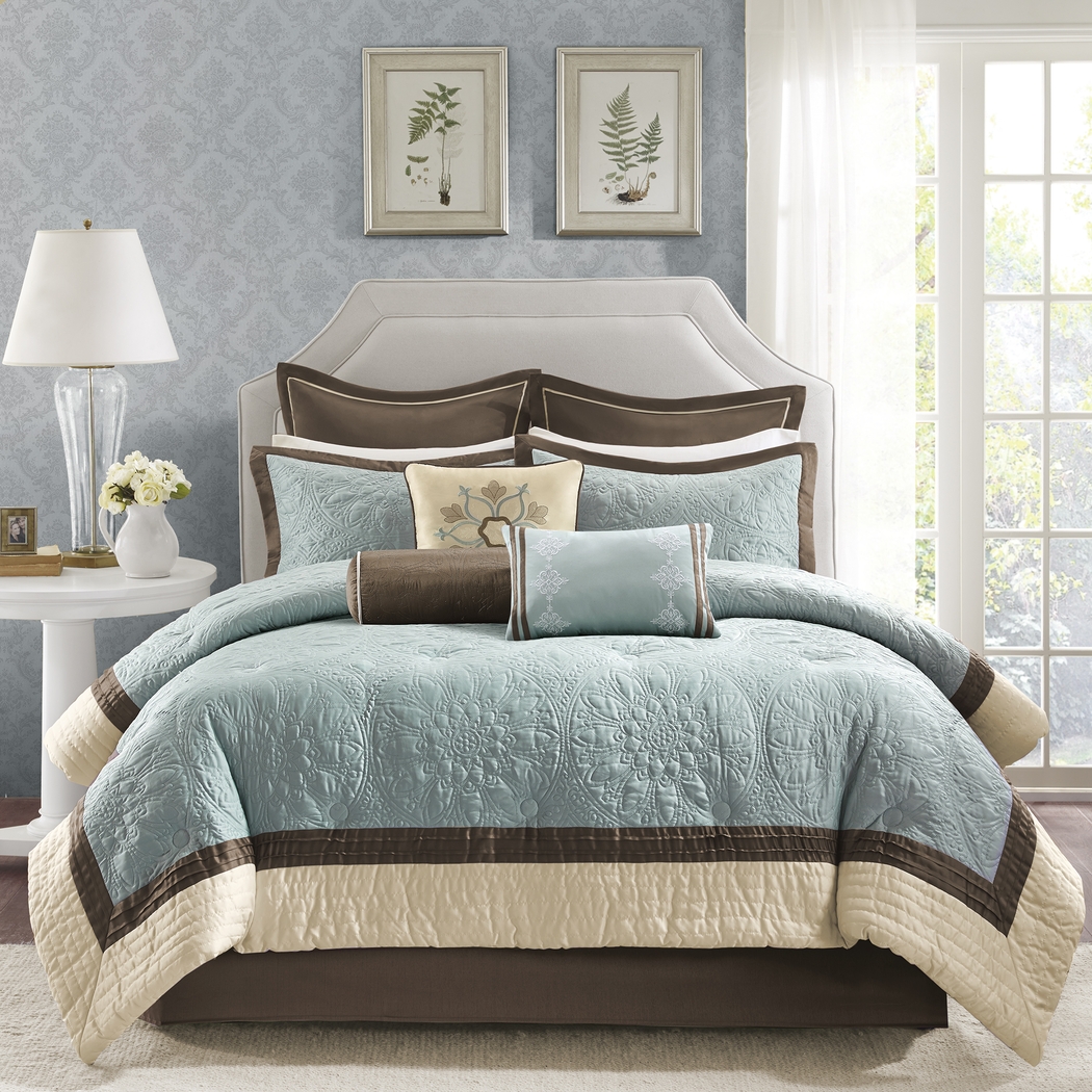 Bellecastle Blue 9 Pc King Comforter Set - Thumbnail - Image 1