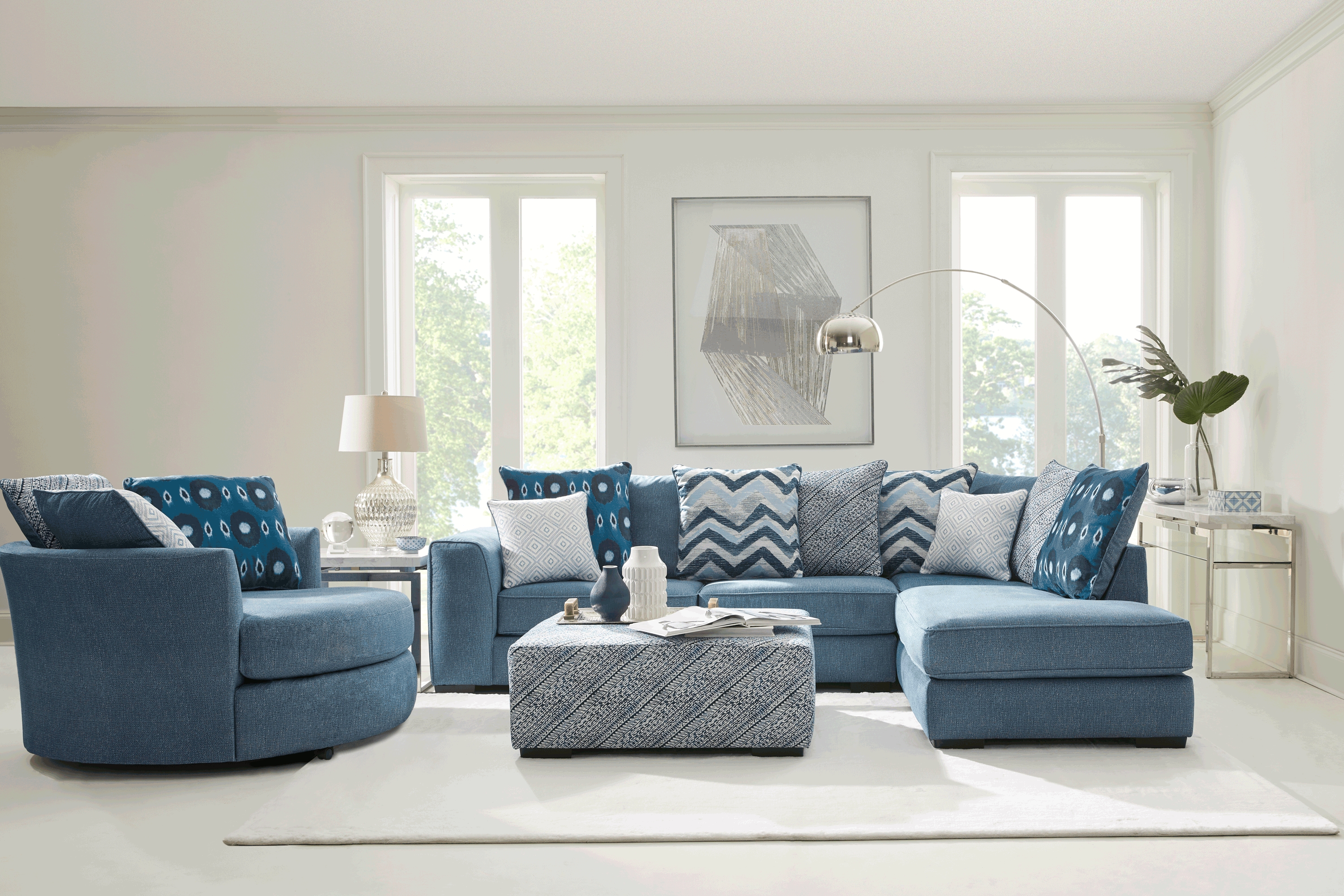 Bellehurst Blue 5 Pc Sectional Living Room - Thumbnail - Image 1