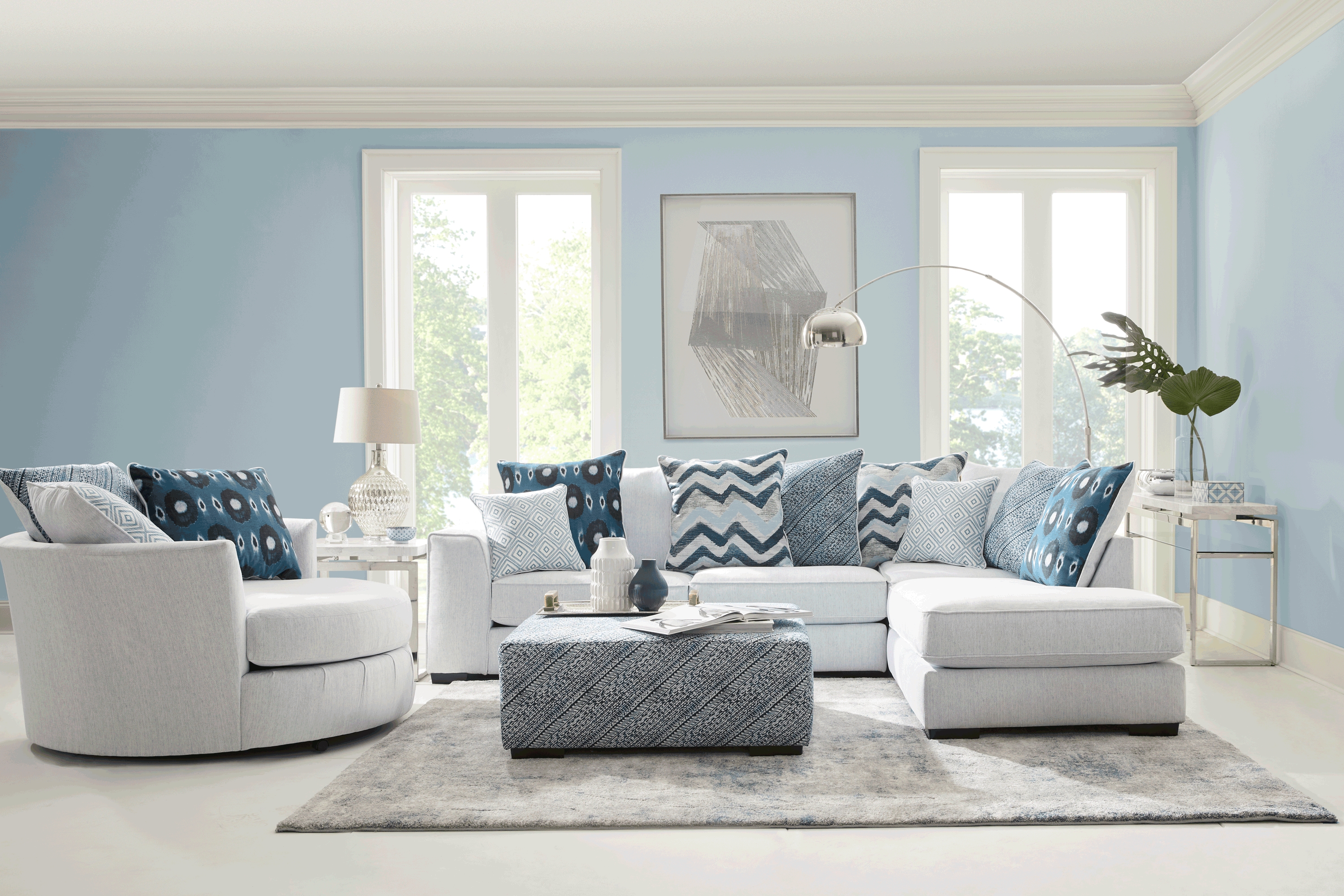 Bellehurst Off-White 5 Pc Sectional Living Room - Thumbnail - Image 1