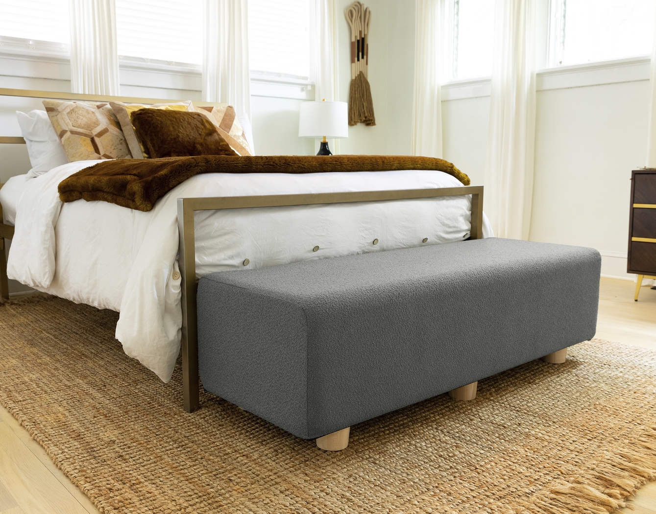 Bellemere Dark Gray Queen Bed Bench - Thumbnail - Image 2