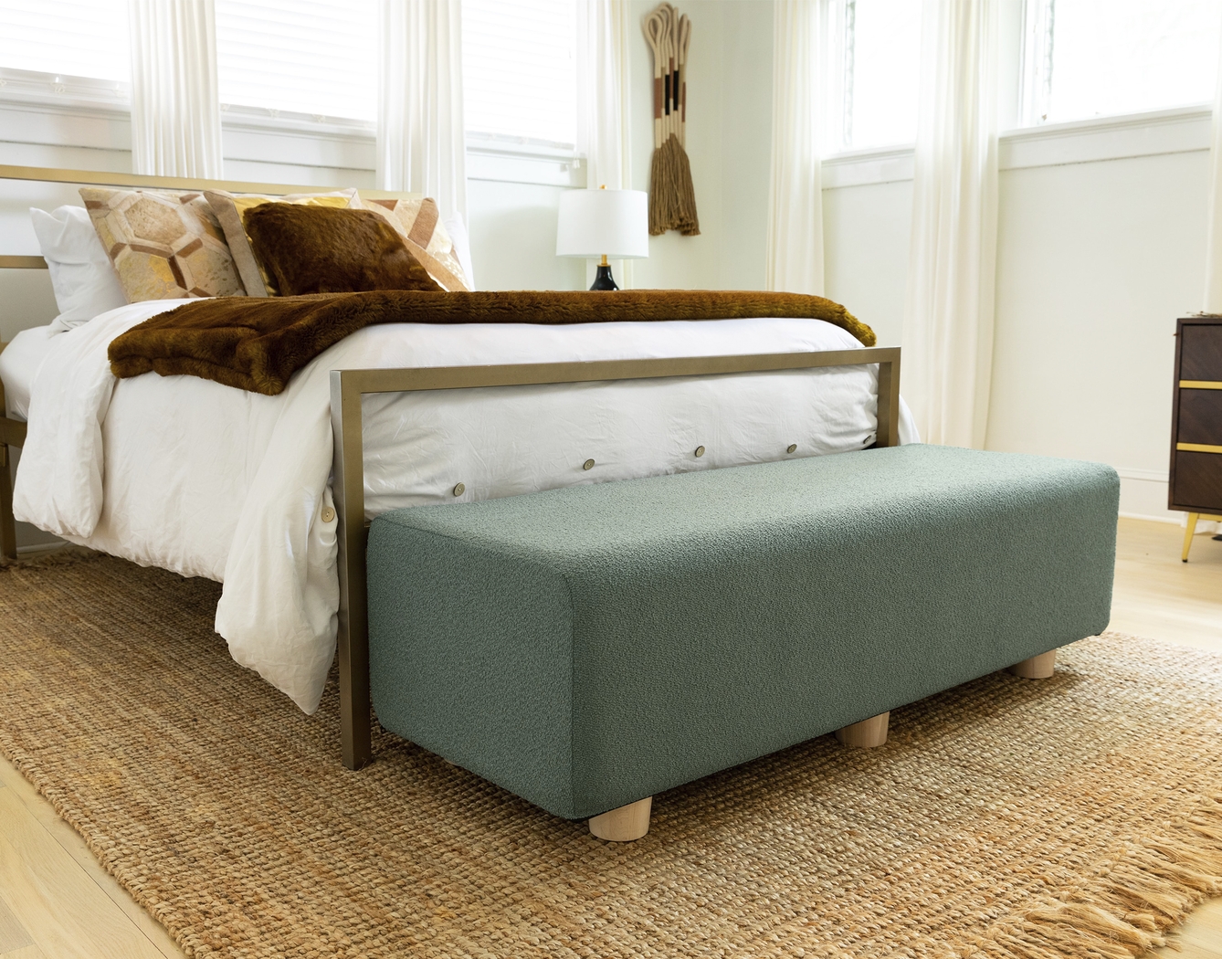 Bellemere Green King Bed Bench - Thumbnail - Image 2